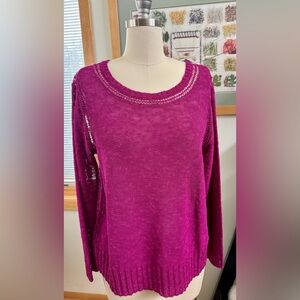 🆕 Eileen Fisher | Organic Linen/Cotton | Cerise Pink |Bateau neck Sweater in M